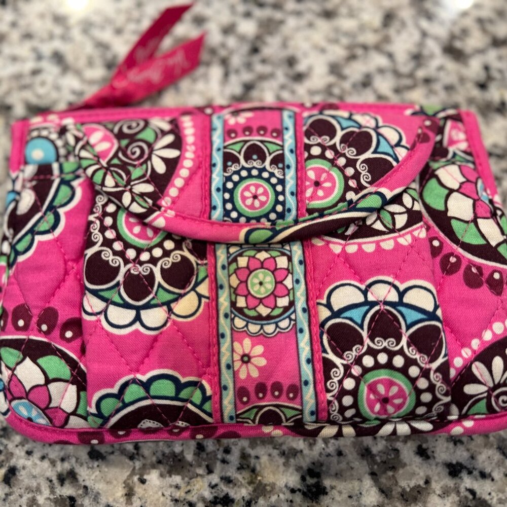 Vera Bradley Pink Quilted Magnetic Flap Wallet Clutch